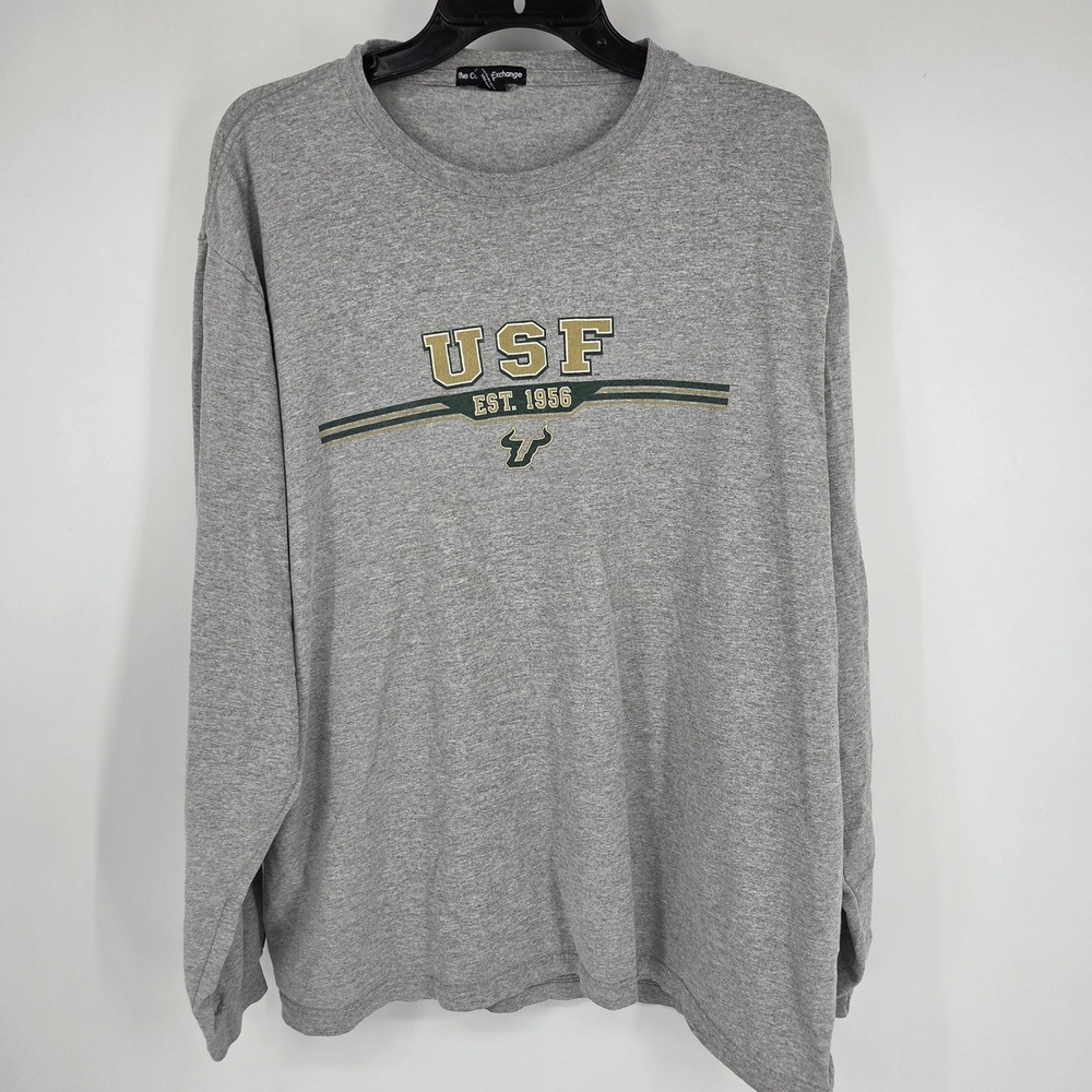 The Cotton Exchange USF Bulls Long Sleeve T-Shirt Mens XL Gray USF Florida
